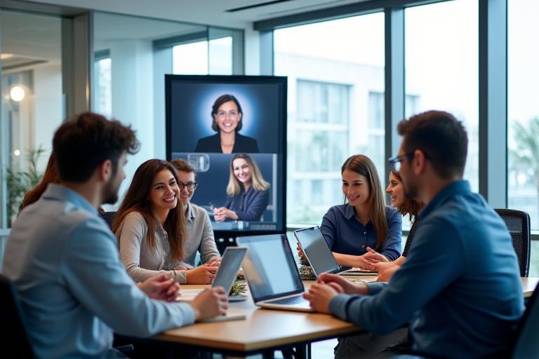 A team collaborating in a modern, flexible office space in Toronto.